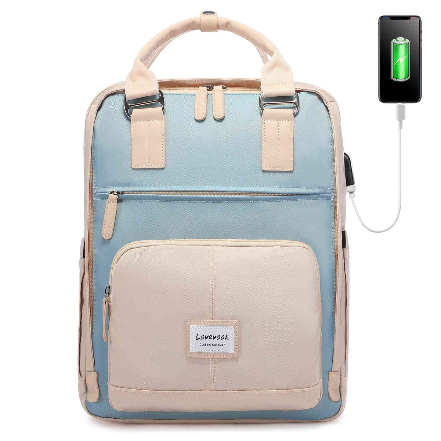 Two-Tone Trendy Backpack for Women (fits 14”/15.6”/17” laptops)