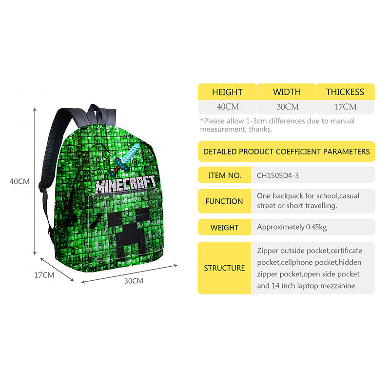 Minecraft 3D School Backpack