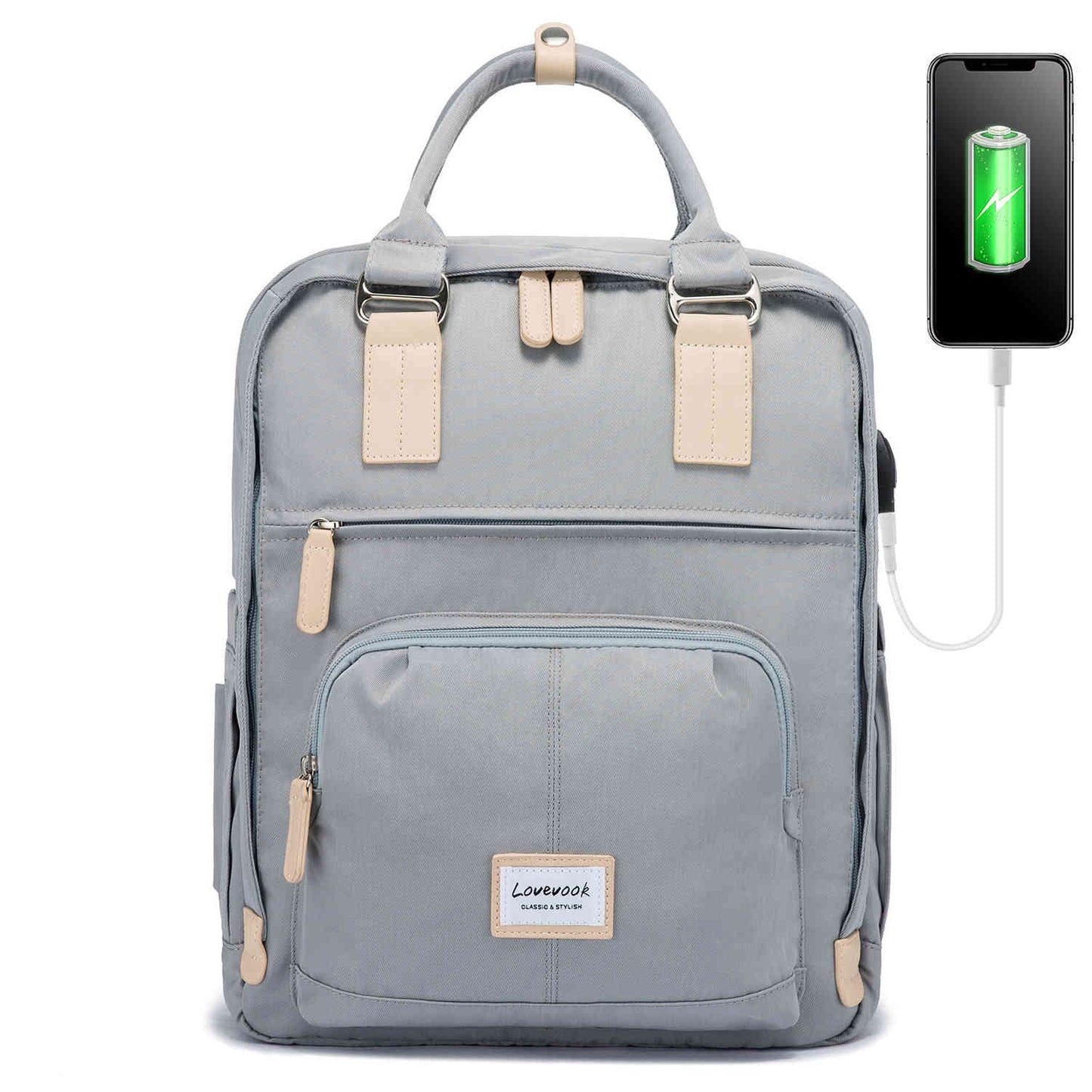 Two-Tone Trendy Backpack for Women (fits 14”/15.6”/17” laptops)