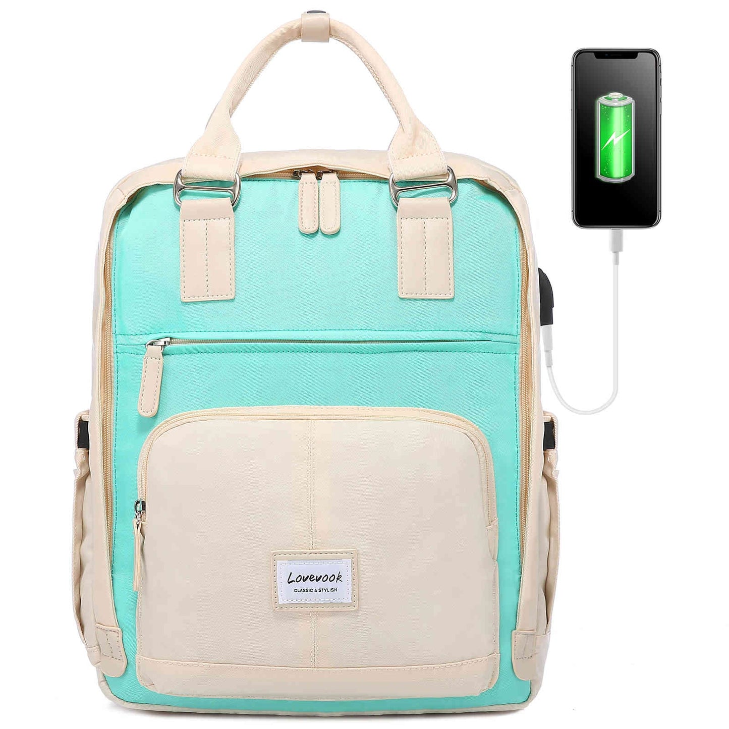 Two-Tone Trendy Backpack for Women (fits 14”/15.6”/17” laptops)