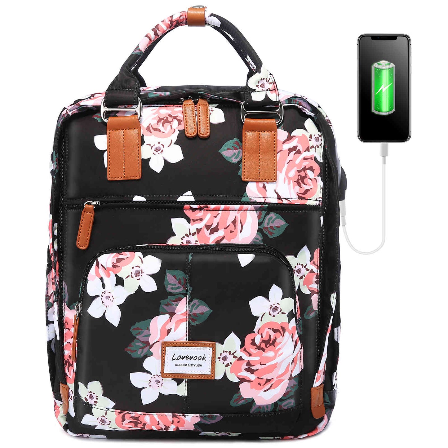 Two-Tone Trendy Backpack for Women (fits 14”/15.6”/17” laptops)